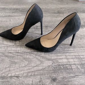 Black suede pumps
